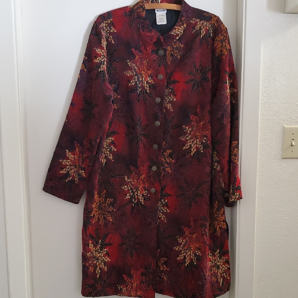 Floral Red Trench Coat